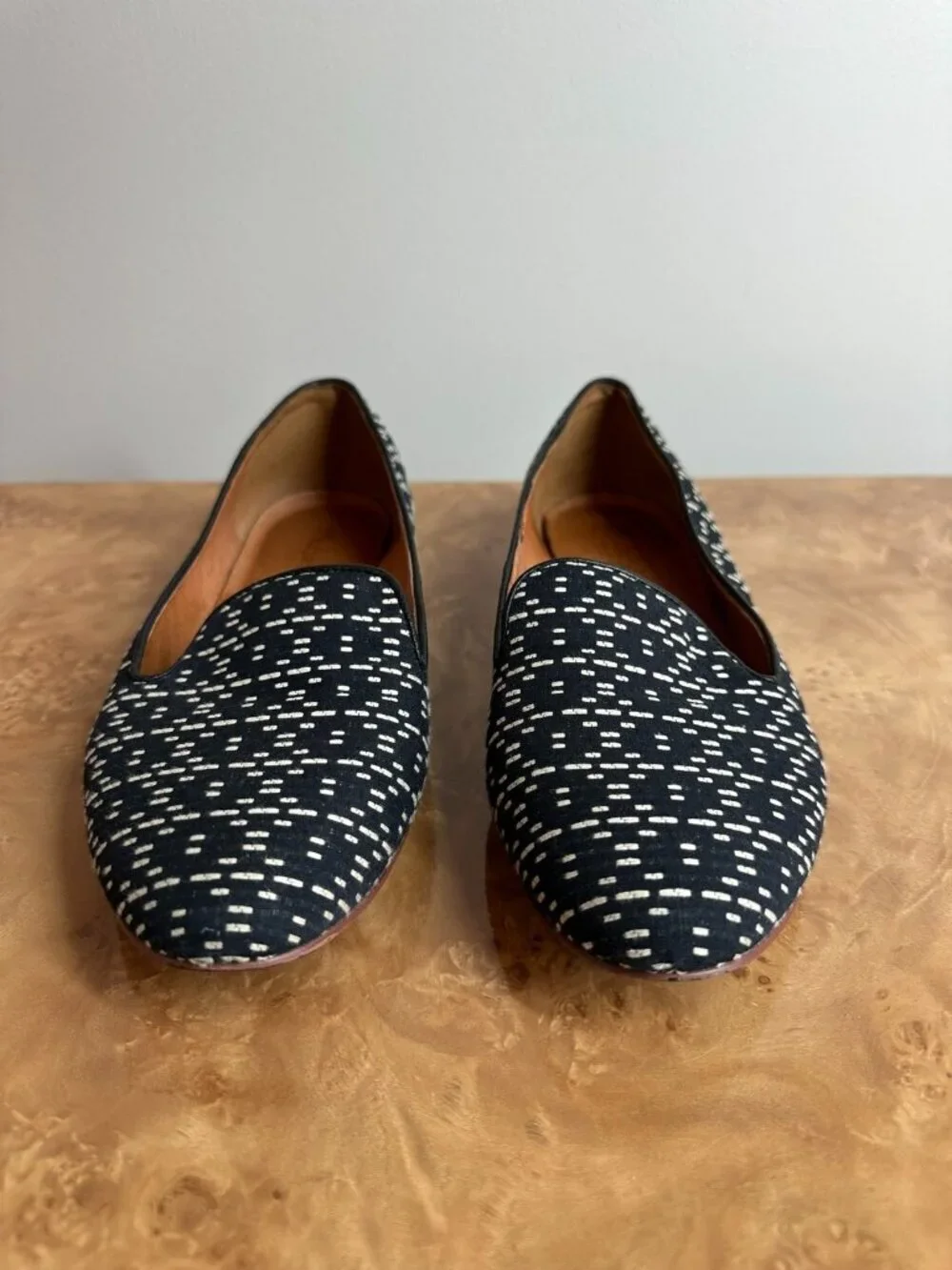 Madewell Black Linebreak Teddy Loafer Fabric Leather Lined Flat Shoes Size 9